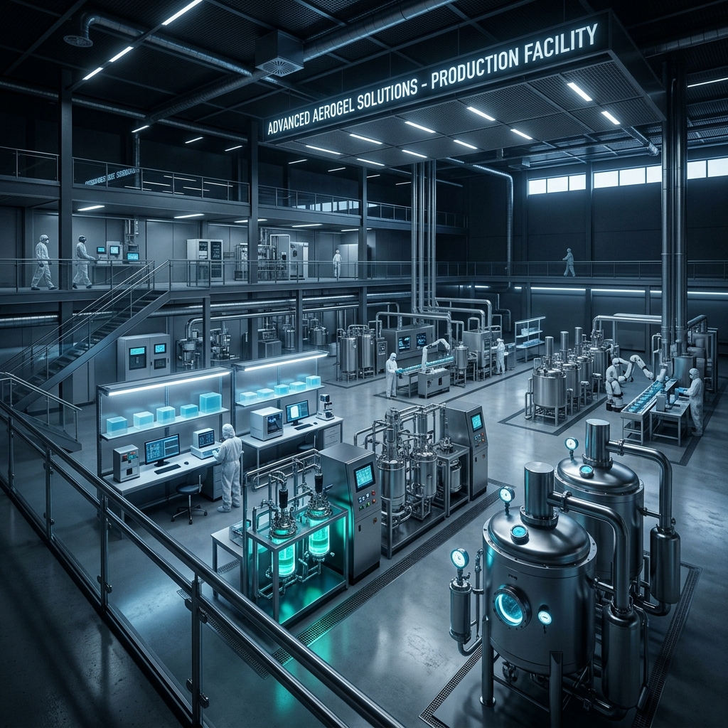 Levron Aerogel advanced manufacturing facility — 4,000 m² integrated production with Sol-Gel synthesis, quality control, and R&D laboratory