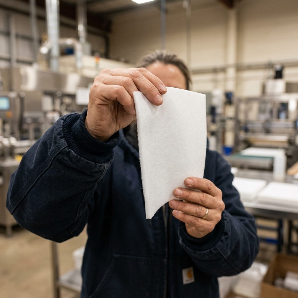 3mm aerogel glass fiber pocket held in hand showing thin flexible structure